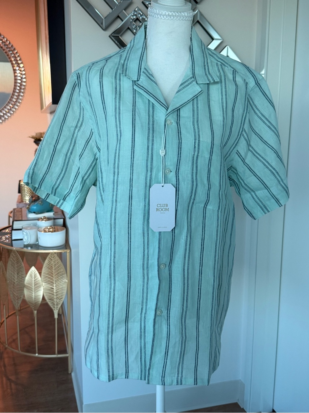 Club Room Luxury Mint Green  Short-Sleeve Button-Up Shirt
